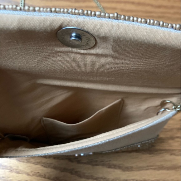 Beaded Gold Clutch with Bee Design and Red & Green Stripe - Picture 3 of 4